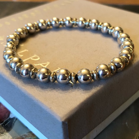 Rare Silpada Sterling Silver and Gold Plated Bead Stretch Bracelet B0778 - Picture 4 of 14